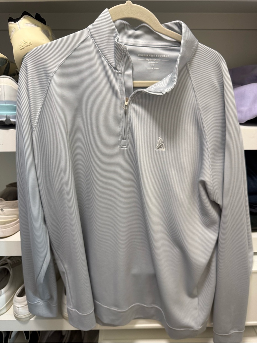 Men's Light Gray Quarter-Zip Performance Sweater